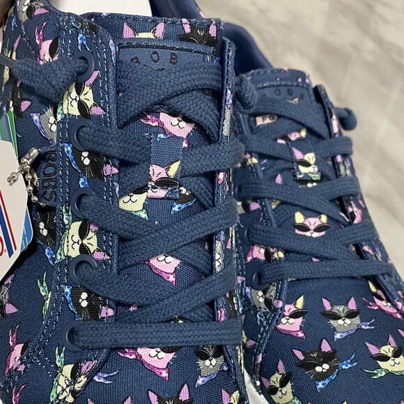 NWT BOBS from Skechers Windy Kitty Cat Print Sneakers Navy Blue Memory Foam 7.5 - Picture 9 of 14